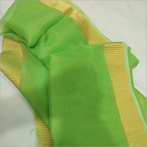 Ladies Green Tissue Linen Saree