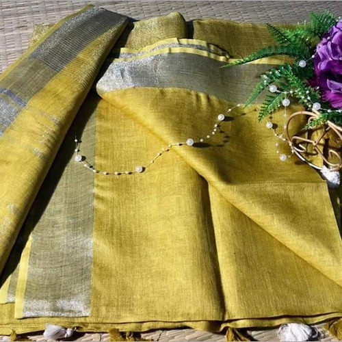 Ladies Plain cotton slub Saree