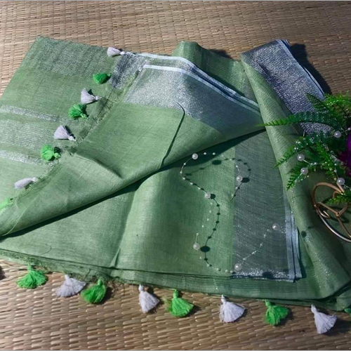 Ladies Plain Cotton Slub Saree