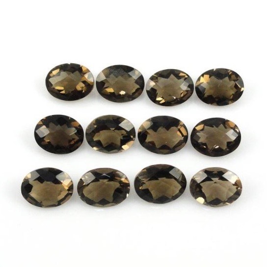 7x9mm Smoky Quartz Faceted Oval Loose Gemstones