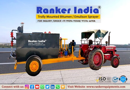 Trolley Mounted Bitumen/Emulsion Sprayer - 2500LTR to 3000LTR Capacity, Semi-Automatic Operation
