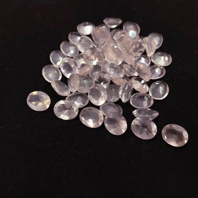 7x9mm Rose Quartz Faceted Oval Loose Gemstones
