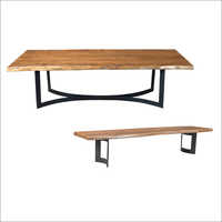 Polishing Wooden And Iron Live Edge Table