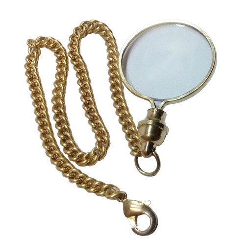 As Shown In Picture Brass Key Chain Nautical Magnifier With Chain