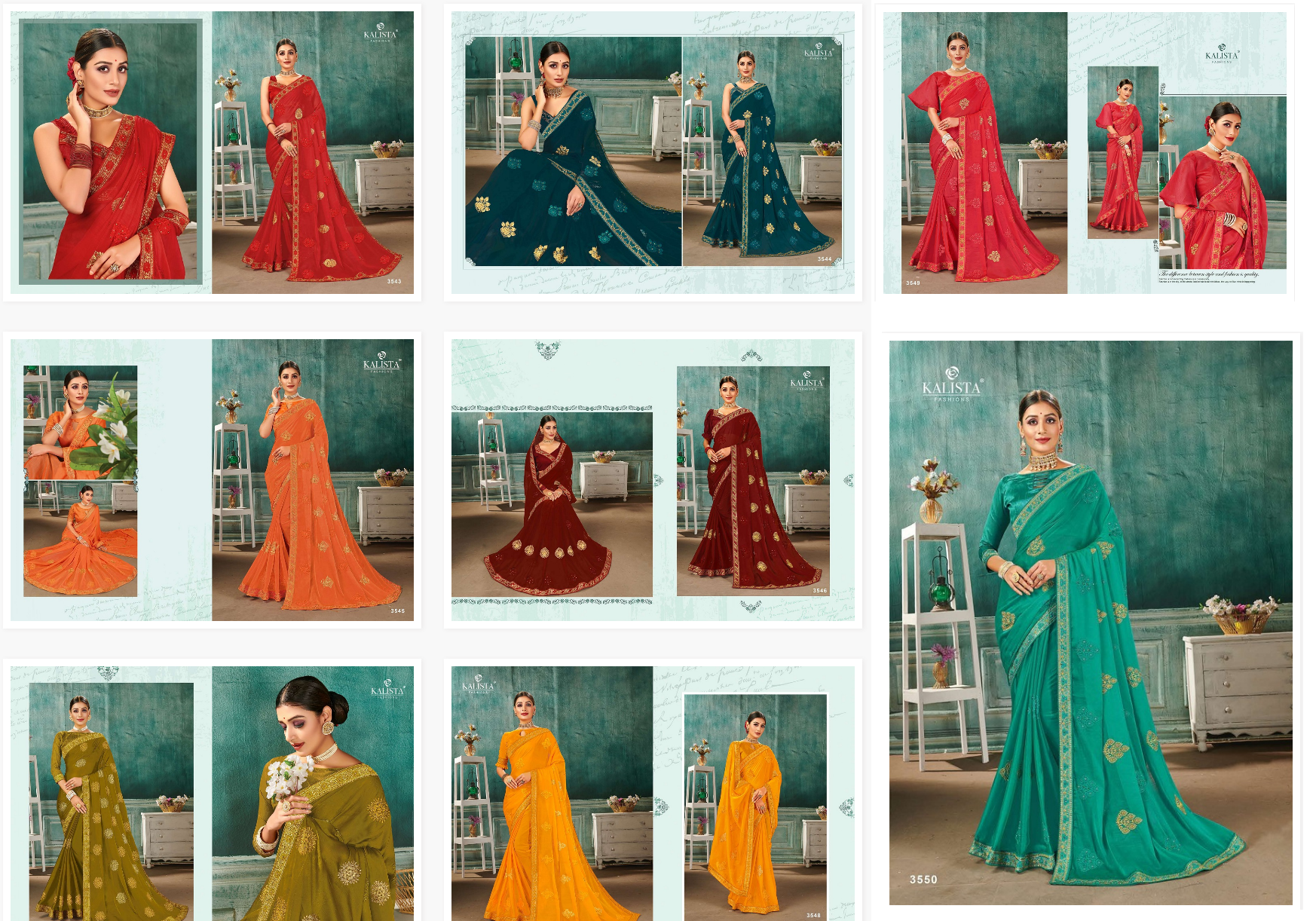 Kalista Fashions Nikita Chiffon Party Wear Saree Catalog