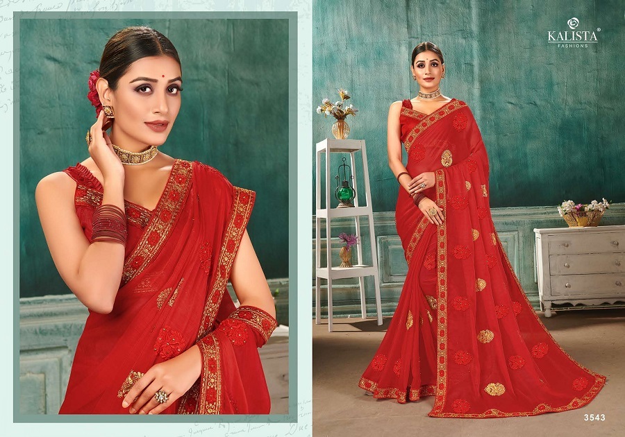 Kalista Fashions Nikita Chiffon Party Wear Saree Catalog