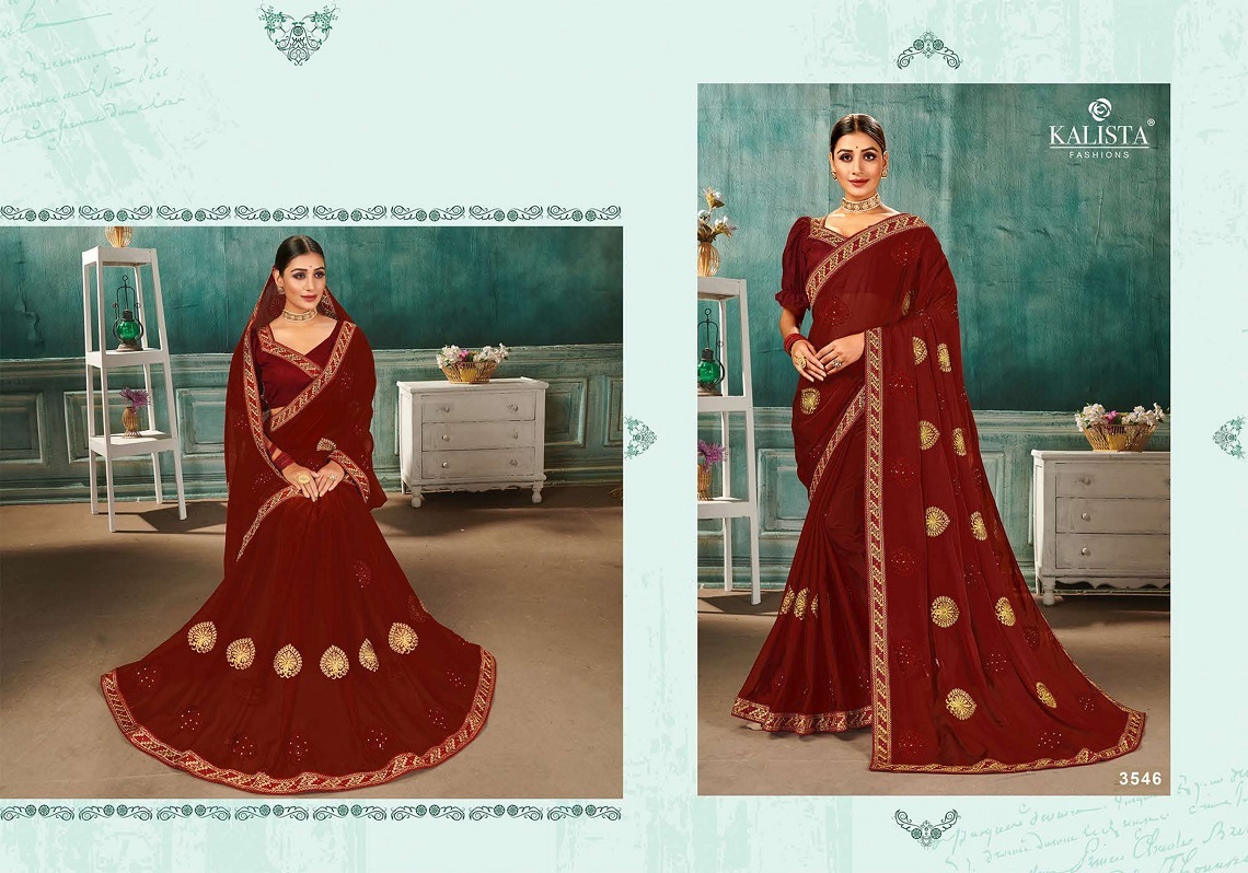 Kalista Fashions Nikita Chiffon Party Wear Saree Catalog