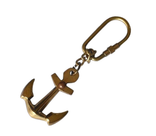 Brown Nautical Brass Key Chain Anchor