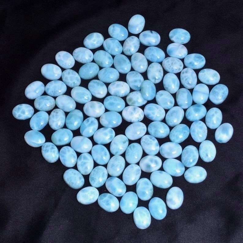 9x11mm Larimar Oval Cabochon Loose Gemstones