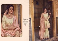 Amyra Designer Riwaz Chinon Silk With Embroidery Sharara Salwar Suit Catalog