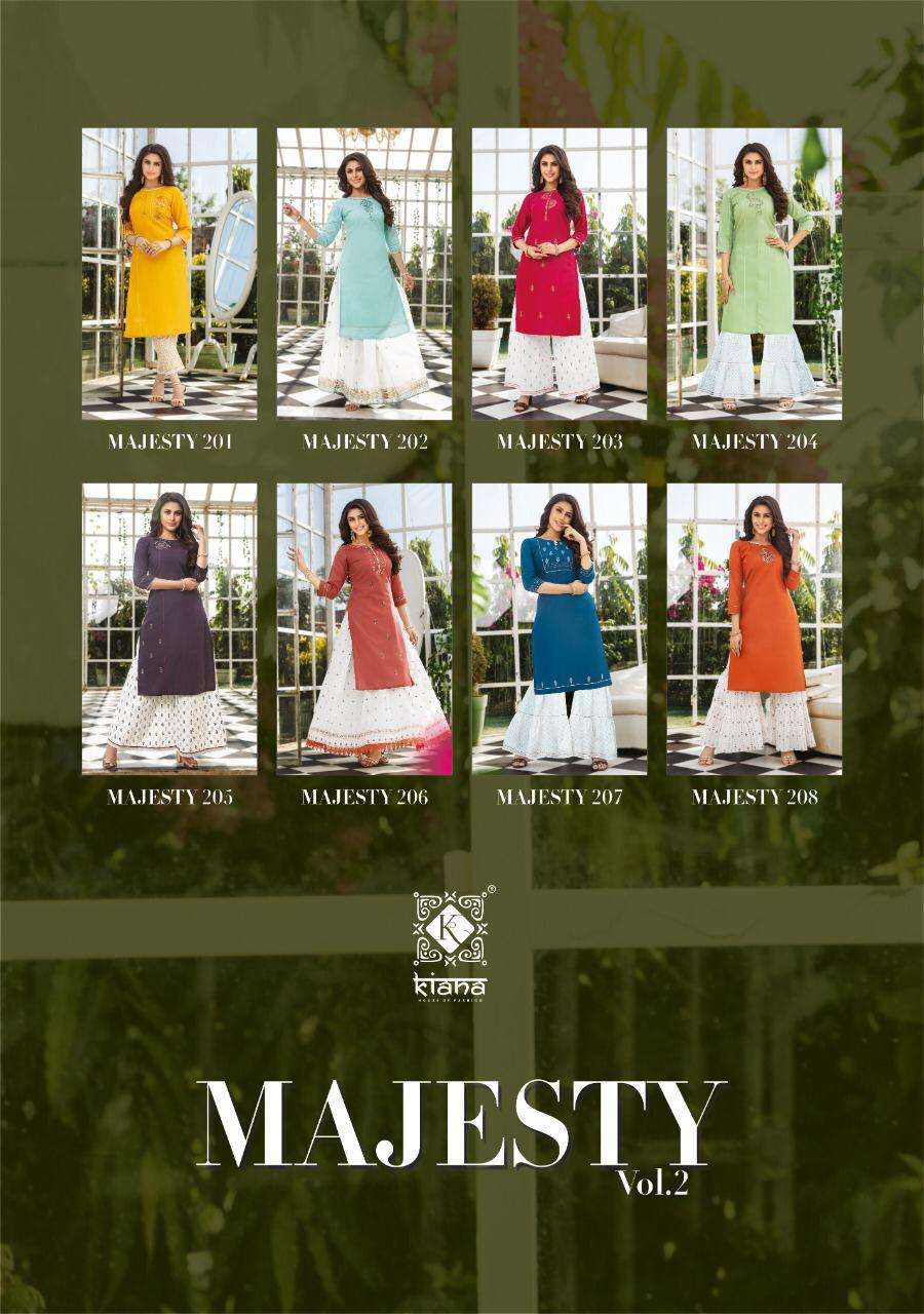 Kiana Majesty Vol 2 Viscose Kurti With Sharara Skirt Pant And Plazzo Catalog