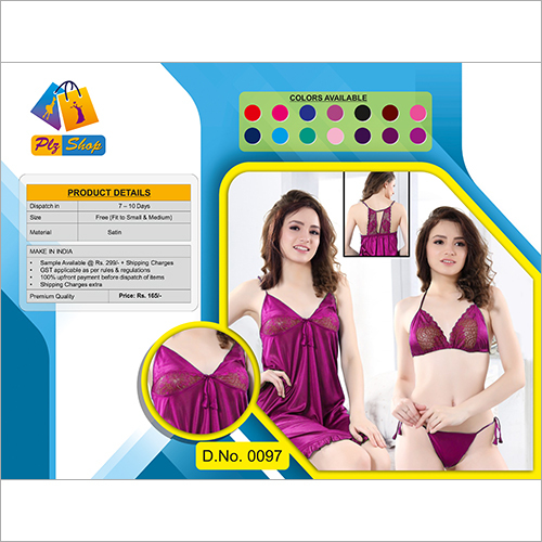 Ladies Satin Underwear And Night Dress 2 Piece Set