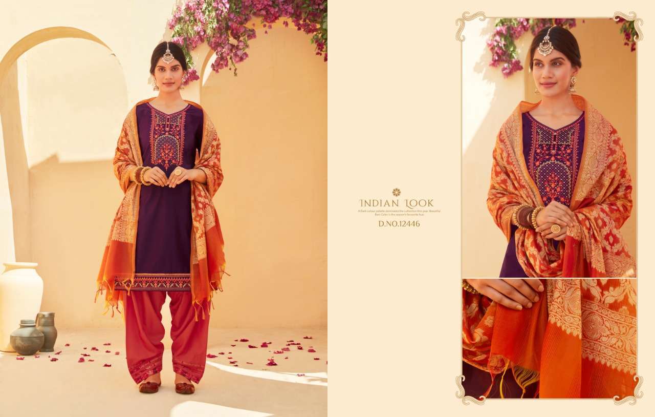 Kalaroop Sunheri By Patiyala Vol 4 Jam Silk With Work Readymade Suit Catalog