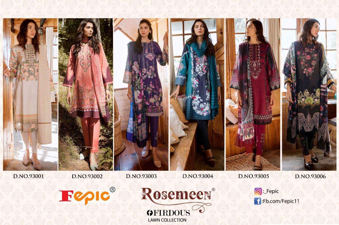 Fepic Firdous Lawn Collection Cambric Cotton Pakitani Dress Material Catalog