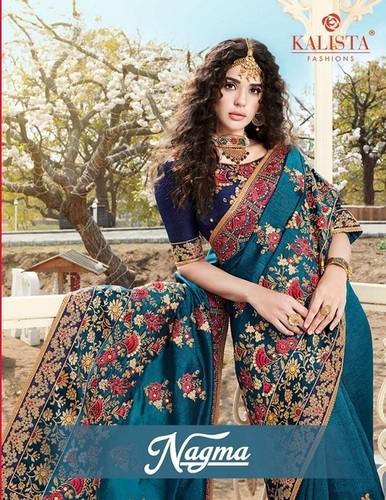 Multi Color Kalista Nagma Vichitra Silk Designer Embroidered Saree Catalog