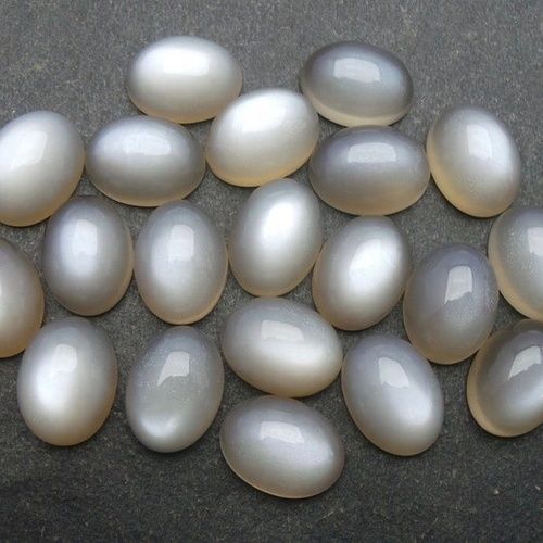 5x7mm Gray Moonstone Oval Cabochon Loose Gemstones