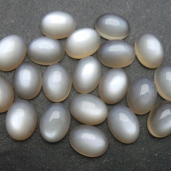 6x8mm Gray Moonstone Oval Cabochon Loose Gemstones