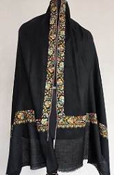 Black Handembroidered Pure And Premium Kashmiri Pashmina Shawl