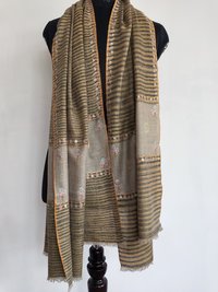 Handcrafted Sozni Embroidered ikkat Pashmina shawl