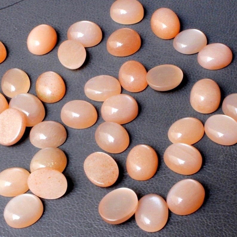 9x11mm Peach Moonstone Oval Cabochon Loose Gemstones