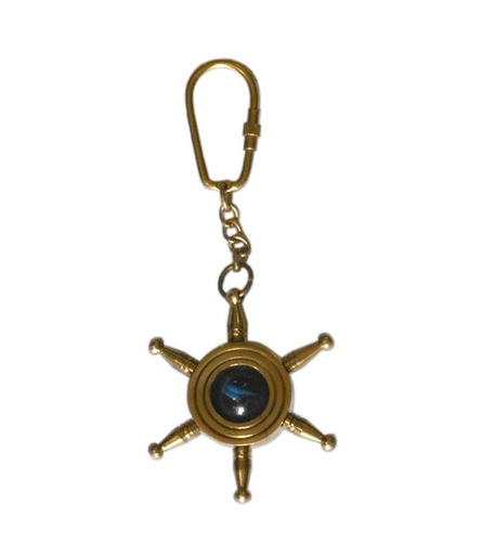 Wheel Key chain with Glass Ball at Center