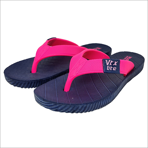 Ladies  Navy Blue And Pink Slipper