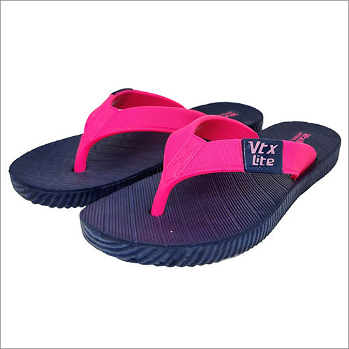 Ladies Navy Blue And Pink Slipper