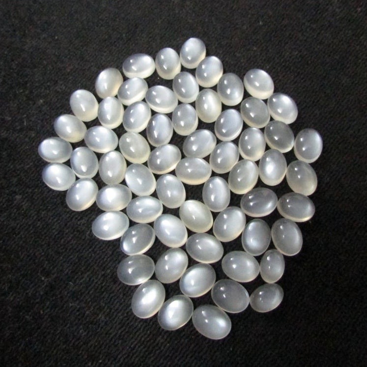 4x6mm White Moonstone Oval Cabochon Loose Gemstones