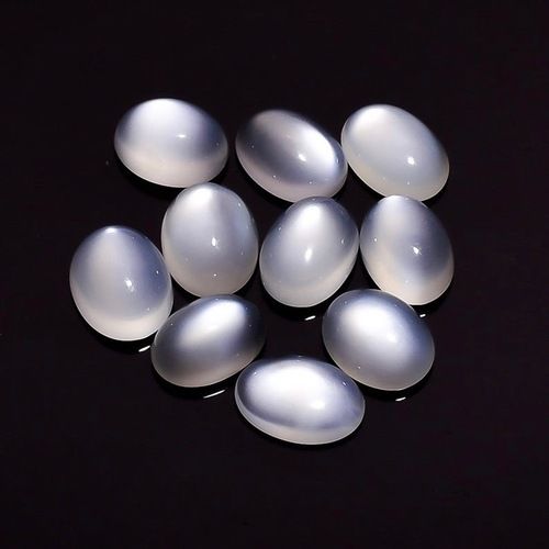 6x8mm White Moonstone Oval Cabochon Loose Gemstones