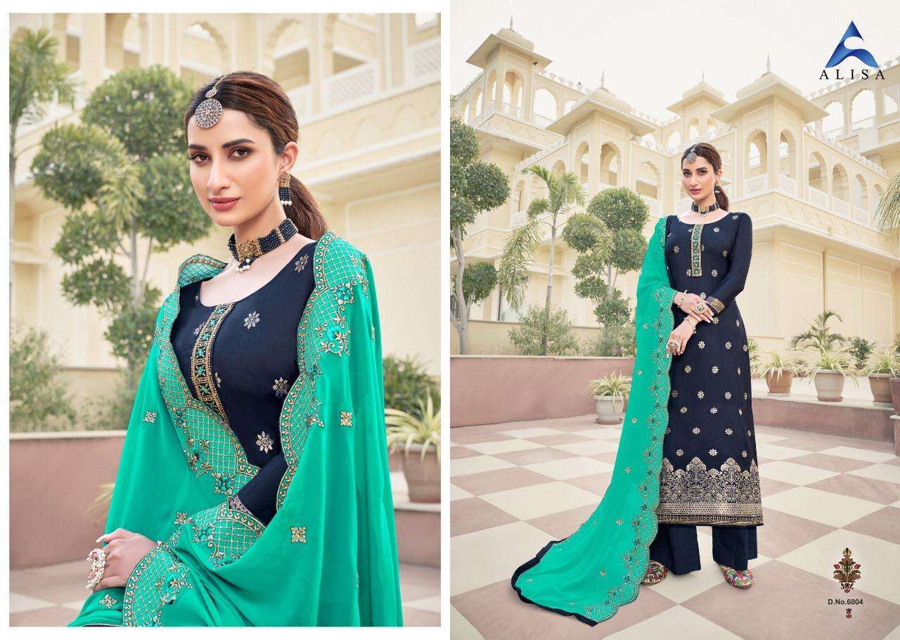 Alisa Fashion Kahera Jacquard Silk With Work Designer Salwar Suit ...