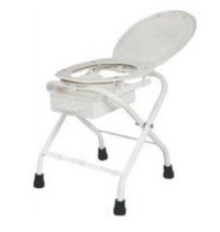 Labcare Export Commode Stool (folding) - Powder-coated Mild Steel Frame, 17x14x17 Inch | Foldable, Lightweight, Removable Pan, Non-slip Feet