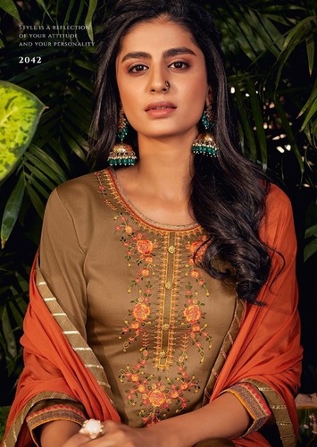 Multi Color Kalarang Kashvi Jam Silk Cotton With Embroidery Work Dress Material Catalog