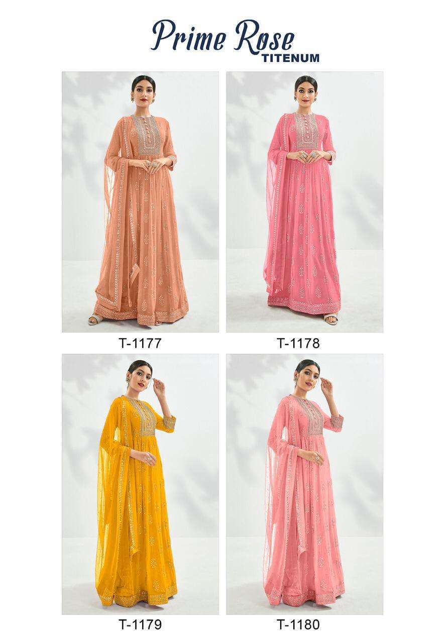 Prime Rose Titenum Georgette Heavy Embroidery Designer Suit Catalog