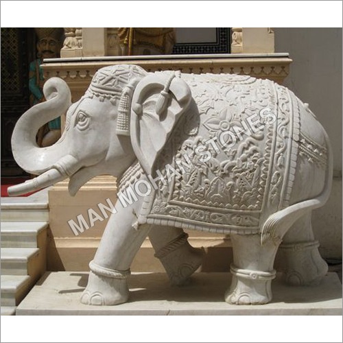 White Stone Elephant Statue
