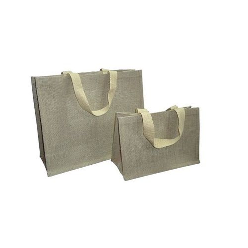 Re-Useable Pp Laminated Jute Shopping Bag With Soft Cotton Web Handle