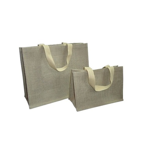 PP Laminated Jute Shopping Bag With Soft Cotton Web Handle