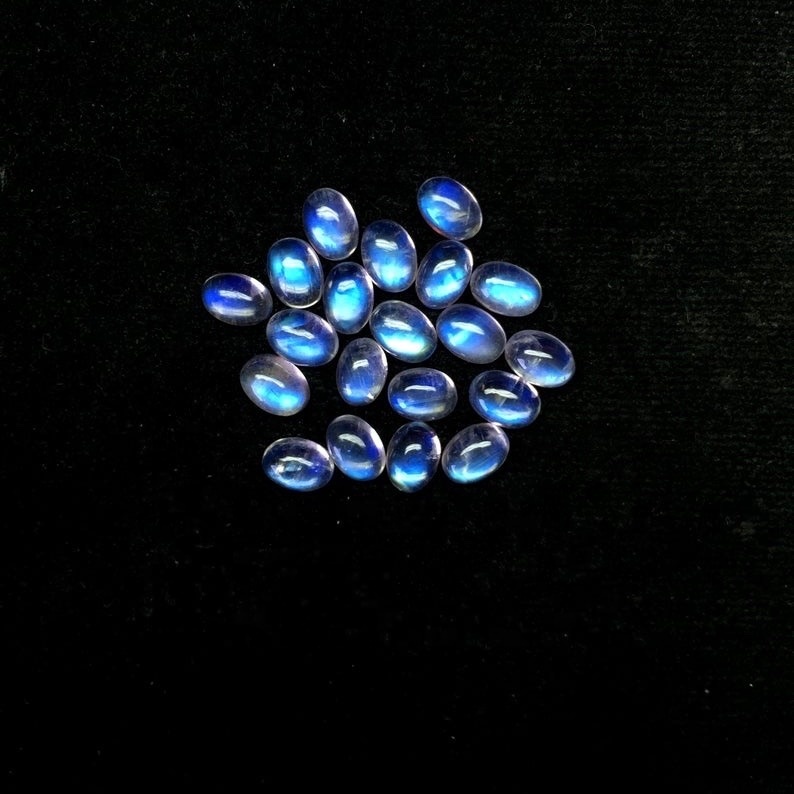 5x7mm Rainbow Moonstone Oval Cabochon Loose Gemstones