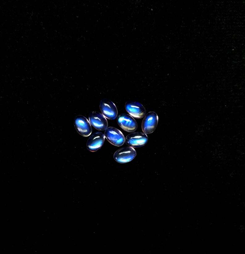 5x7mm Rainbow Moonstone Oval Cabochon Loose Gemstones