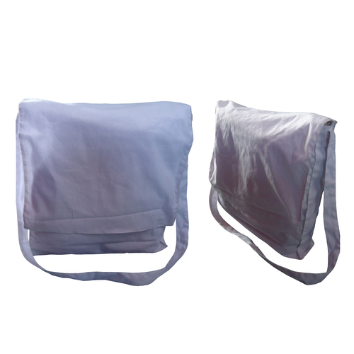 Shoulder Length Long Adjustable Handle White Color Flap Closure Cotton Bag