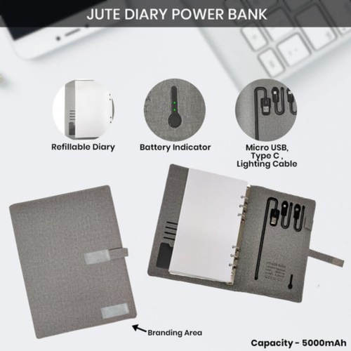 Jute Diary Power Bank 5000mah