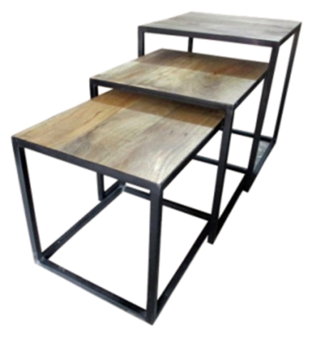 Stool ( Iron Wooden Set Of 3)