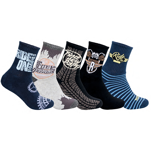 Biker Asst Printed Socks