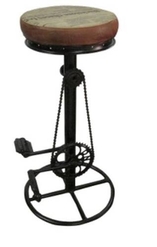 Bar Stool (Iron Leather And Canvas Cycle Design)