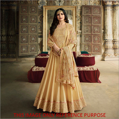 Silk Embroidered Gown With Dupatta