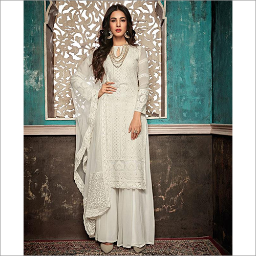 White Ladies Designer Kurti With Palazzo