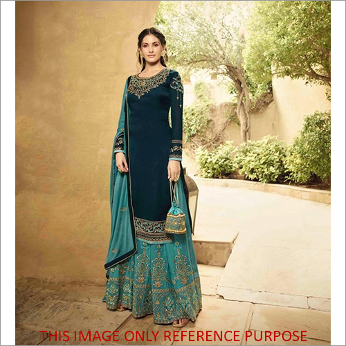 Ethnic Style Heavy Embroidered Satin Sharara Suit