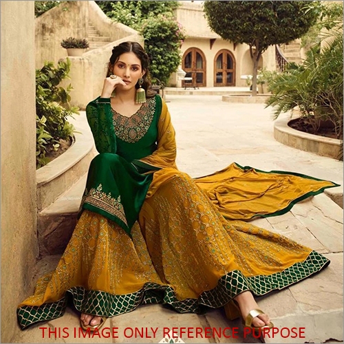 Heavy Embroidered Pakistani Green Sharara Suit