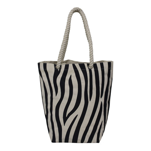 Zebra Print 12 OZ Natural Canvas Tote Bag