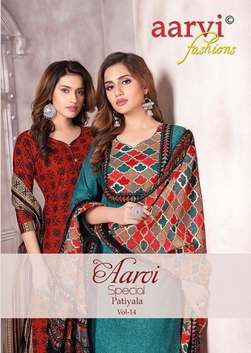 Aarvi Fashion Patiyala Vol 14 Printed Cotton Dress Material Catalog