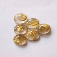 4x6mm Golden Rutilated Quartz Oval Cabochon Loose Gemstones